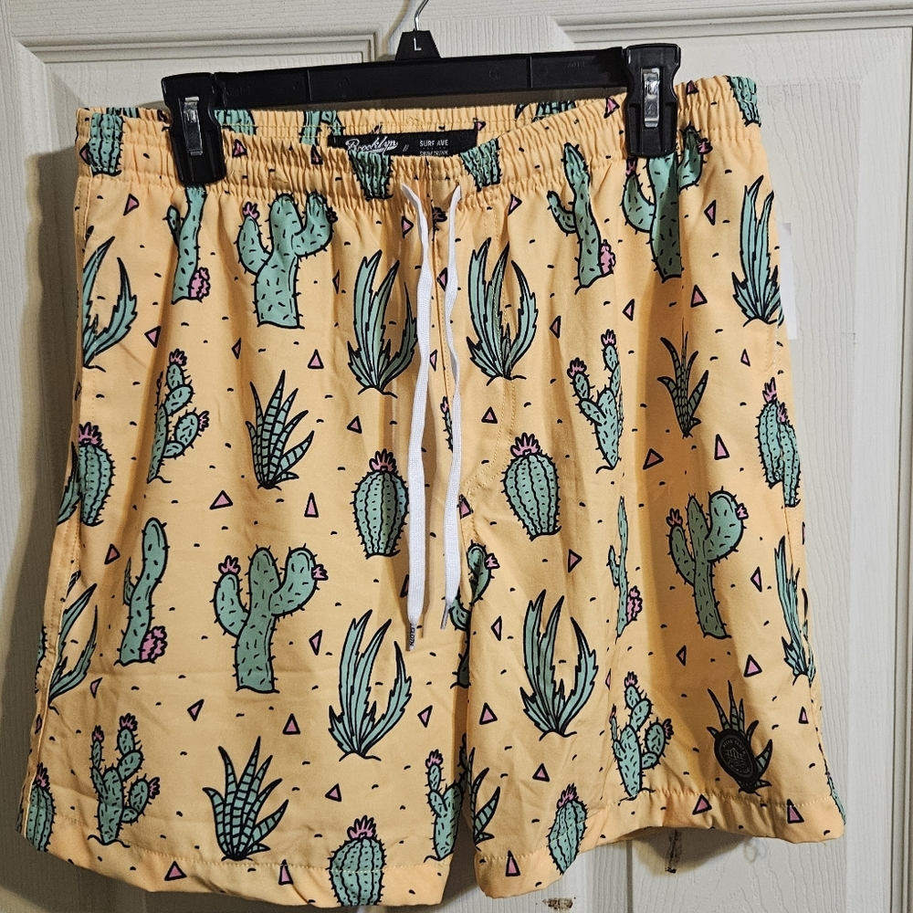 BROOKLYN CLOTH SURF AVE SWIM TRUNK: CACTUS/ORANGE: NEW WITH TAGS: SIZE M